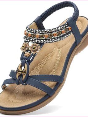 Womens Sandals Arch Support Comfort Walking Bohemian Flip Flops Flat